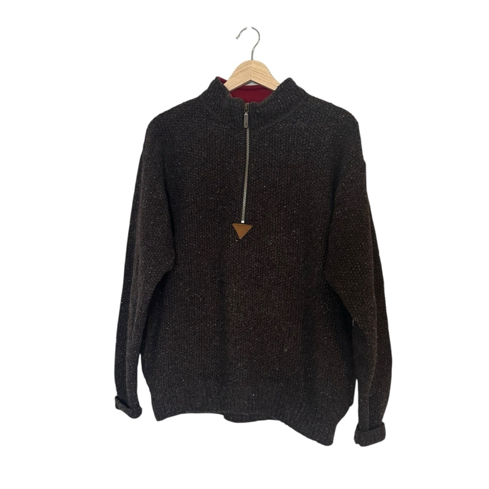 Vintage Cabela’s wool textured flexed quarter zip brown